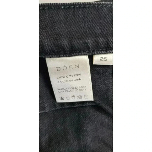 Doen Size 25X26 High Waist Black Cropped Coin Pocket Denim Cotton Jeans USA Made - Picture 4 of 12
